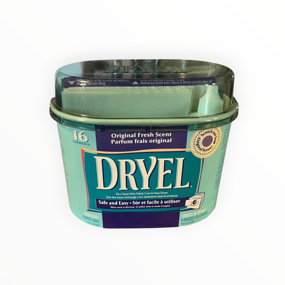 Vintage Dryel In-Dryer Fabric Care Starter Kit New Old Stock Prop 16 Garments